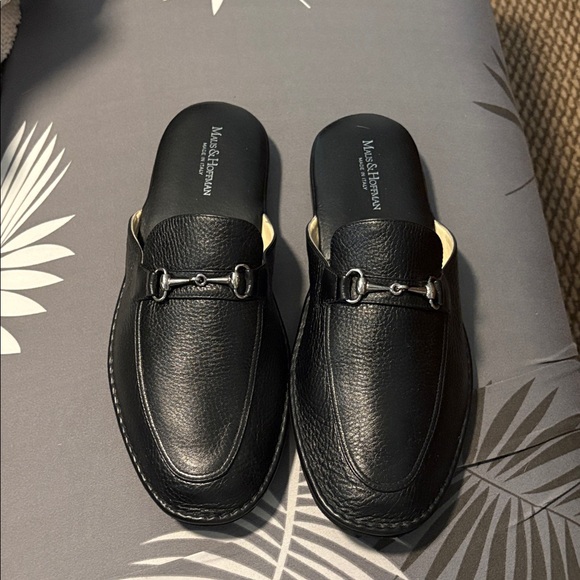 maus and hoffman Other - Maus and hoffman Black Leather Men's Slip-On slippers